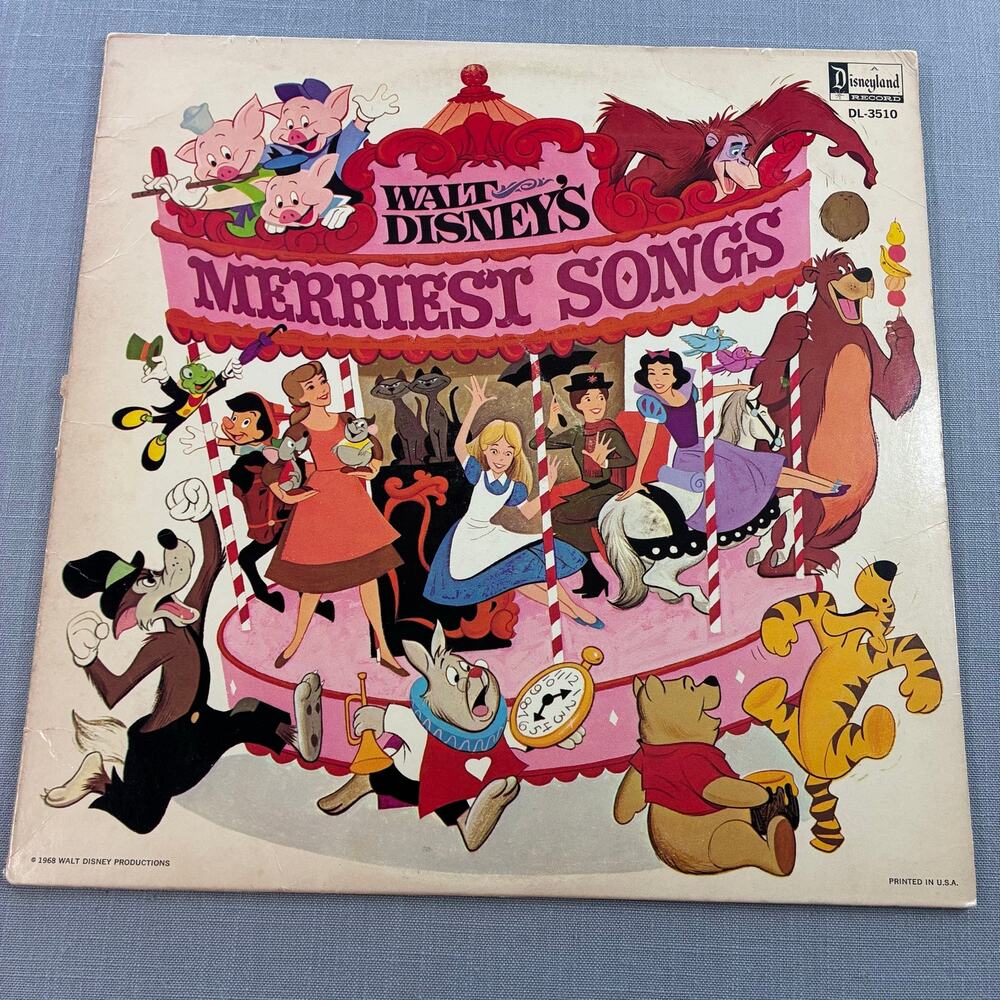 Vintage Walt Disney’s Merriest Songs LP DL-3510 Julie Andrews Pooh